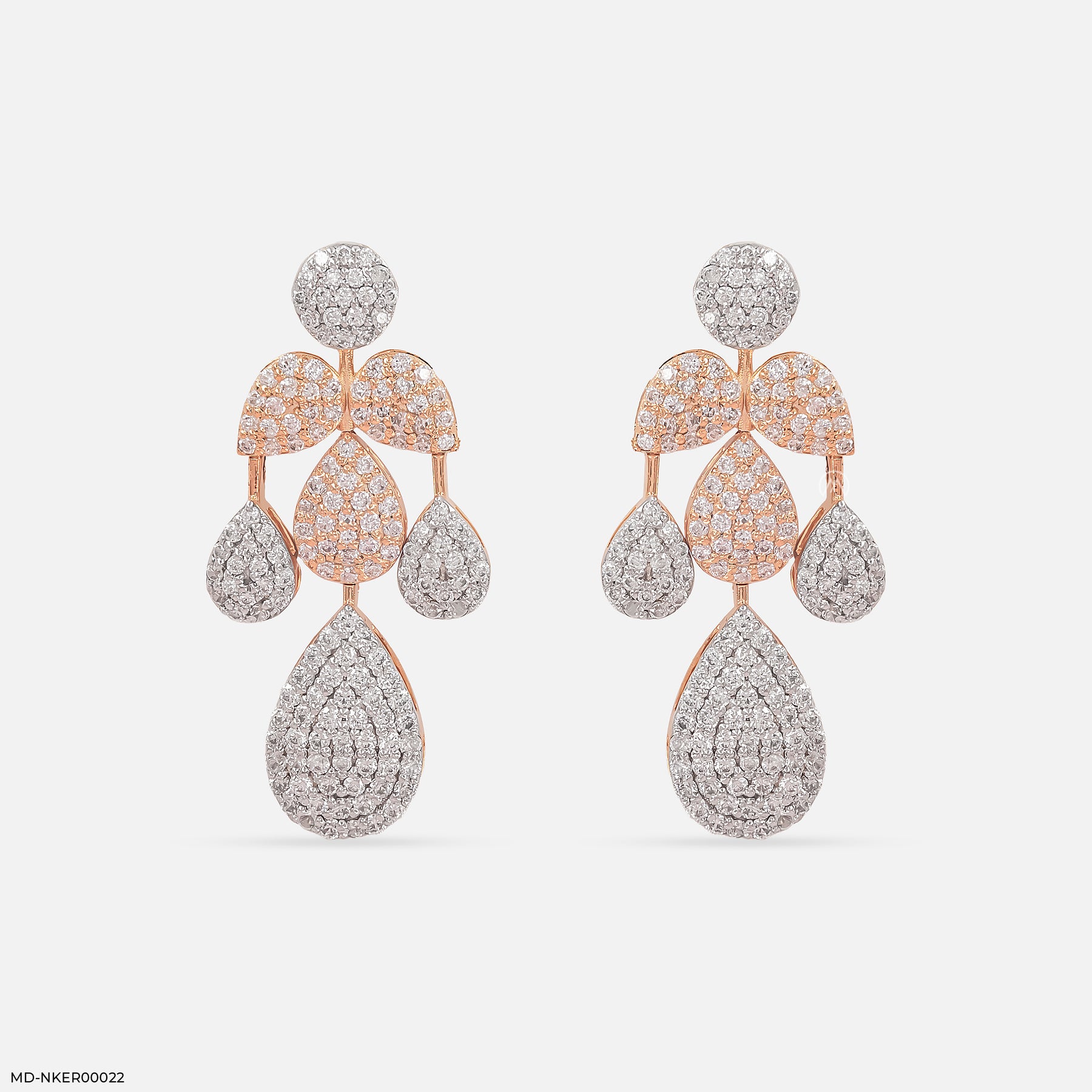 Radiant Raindrop Diamond Earrings 14K Rose Gold