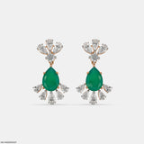 Emerald Leaf Diamond Earrings 9K Yellow Gold