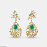 Emerald Petal Diamond Earrings Platinum 950