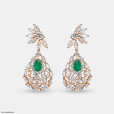 Emerald Petal Diamond Earrings 14K Yellow Gold