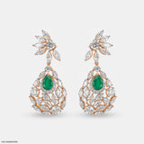 Emerald Petal Diamond Earrings Platinum 950