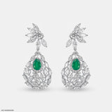 Emerald Petal Diamond Earrings Platinum 950