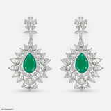 2.2 Carat Pear Emerald Blossom Earrings 14K White Gold