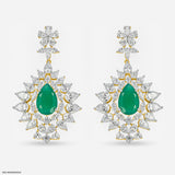 2.2 Carat Pear Emerald Blossom Earrings 14K White Gold