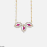 0.75 Carat Petal Cluster Gemstone Lab Diamond Drop Necklace 14K Yellow Gold