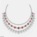 Velvet Crimson Layered Necklace 18K Yellow Gold