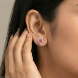 0.5 Carat Ruby Eye Stud Lab Diamond Earrings 14K Yellow Gold