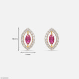 0.5 Carat Ruby Eye Stud Lab Diamond Earrings 14K Yellow Gold