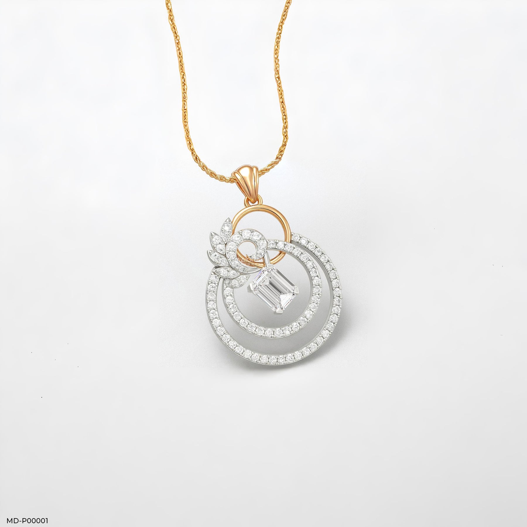 Artistic Circle Pendant 14K White Gold