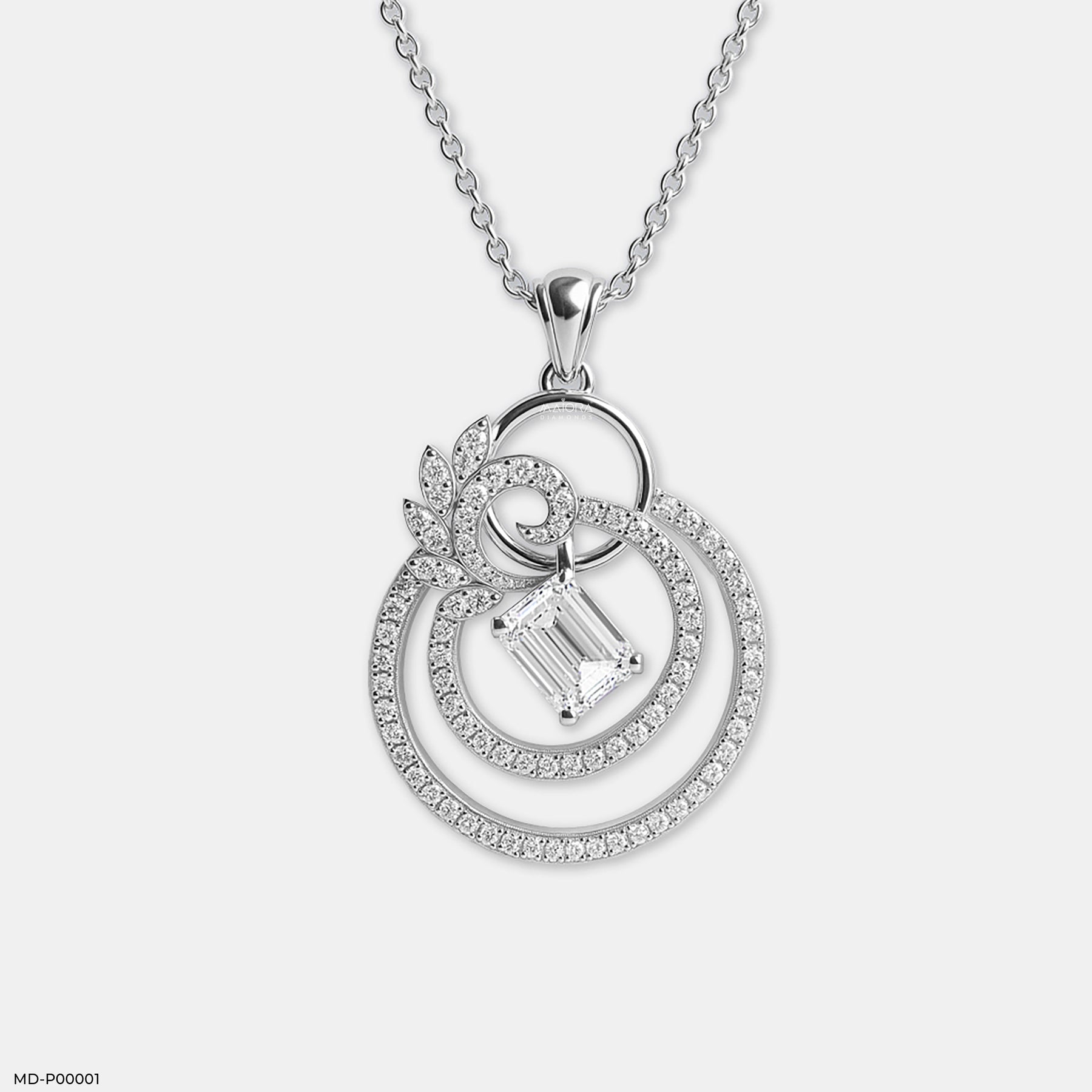 Artistic Circle Pendant 14K White Gold