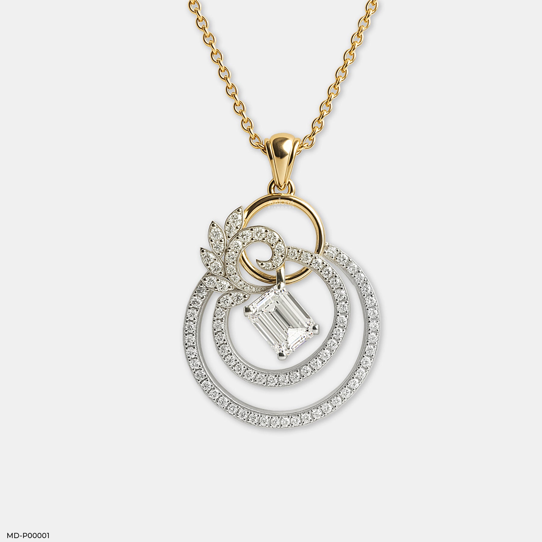 Artistic Circle Pendant 14K White Gold