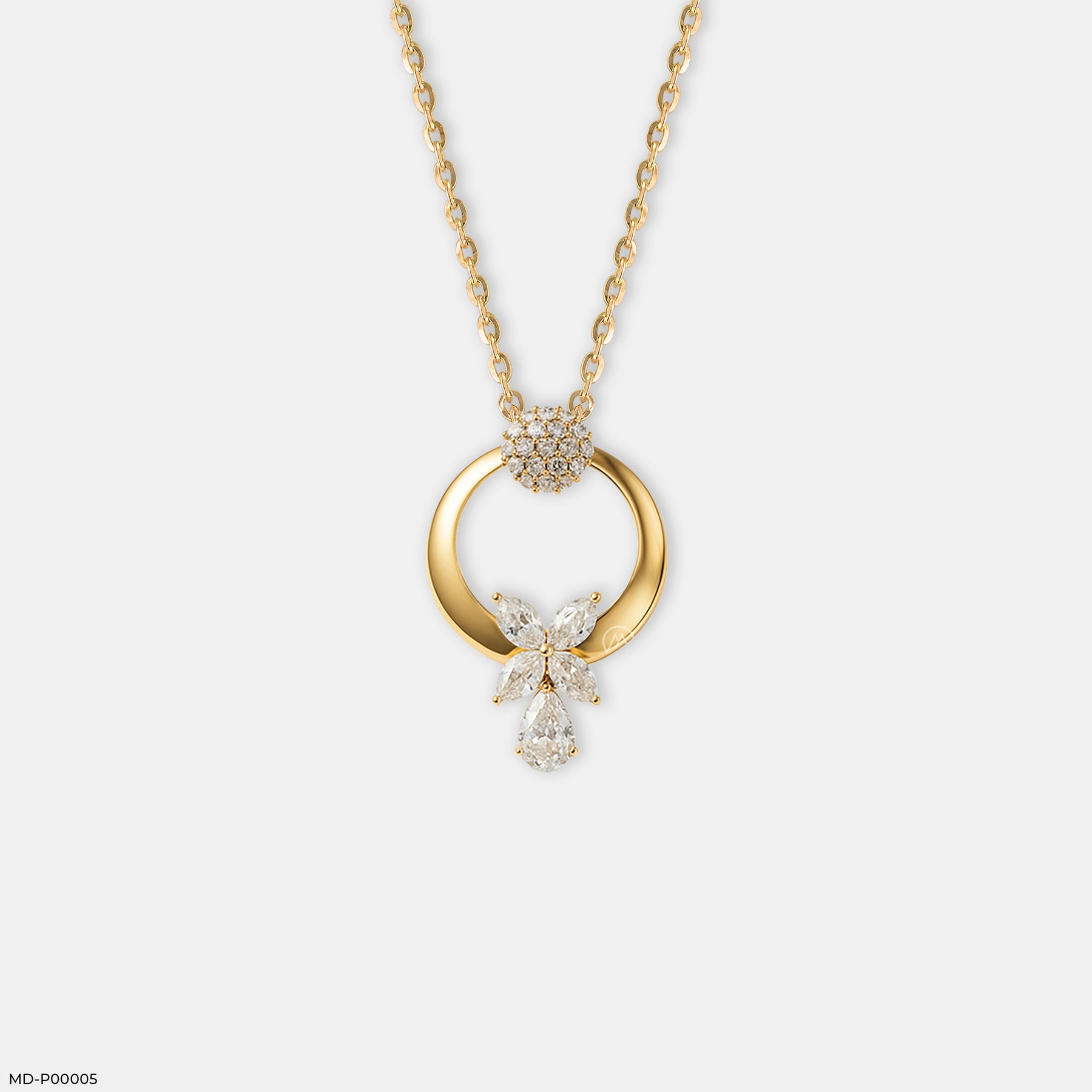 Luminous Crescent Bloom Pendant 14K Rose Gold