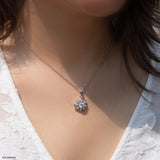 Solaris Diamond Petal Pendant 9K White Gold