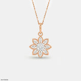 Solaris Diamond Petal Pendant 9K Yellow Gold