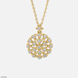 Diamond Cluster Medallion Pendant 14K Yellow Gold