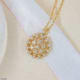 Diamond Cluster Medallion Pendant 14K Yellow Gold