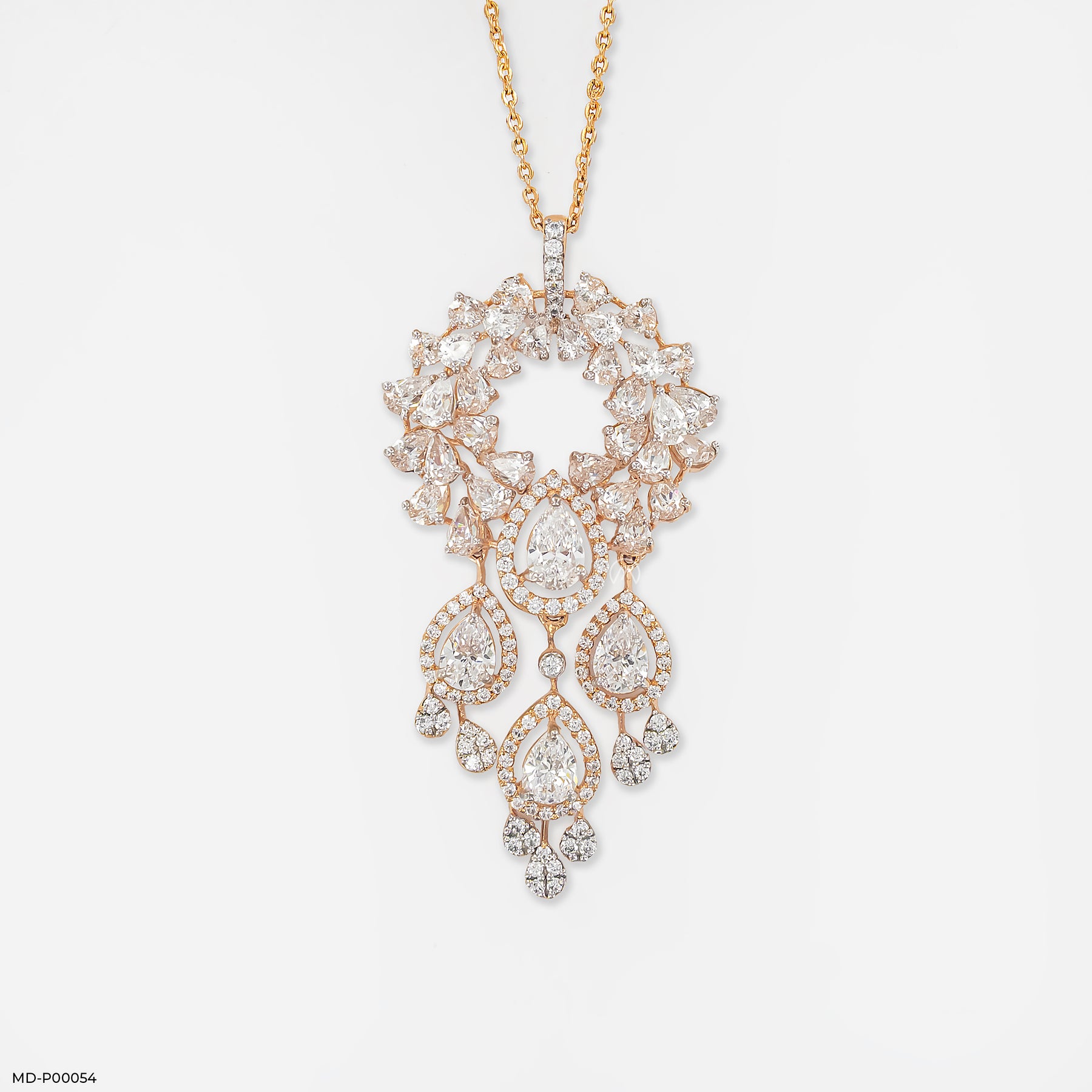 Celestial Waterfall Chandelier Pendant 14K Rose Gold