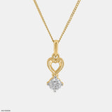 Floating Heart Diamond Pendant 14K Yellow Gold