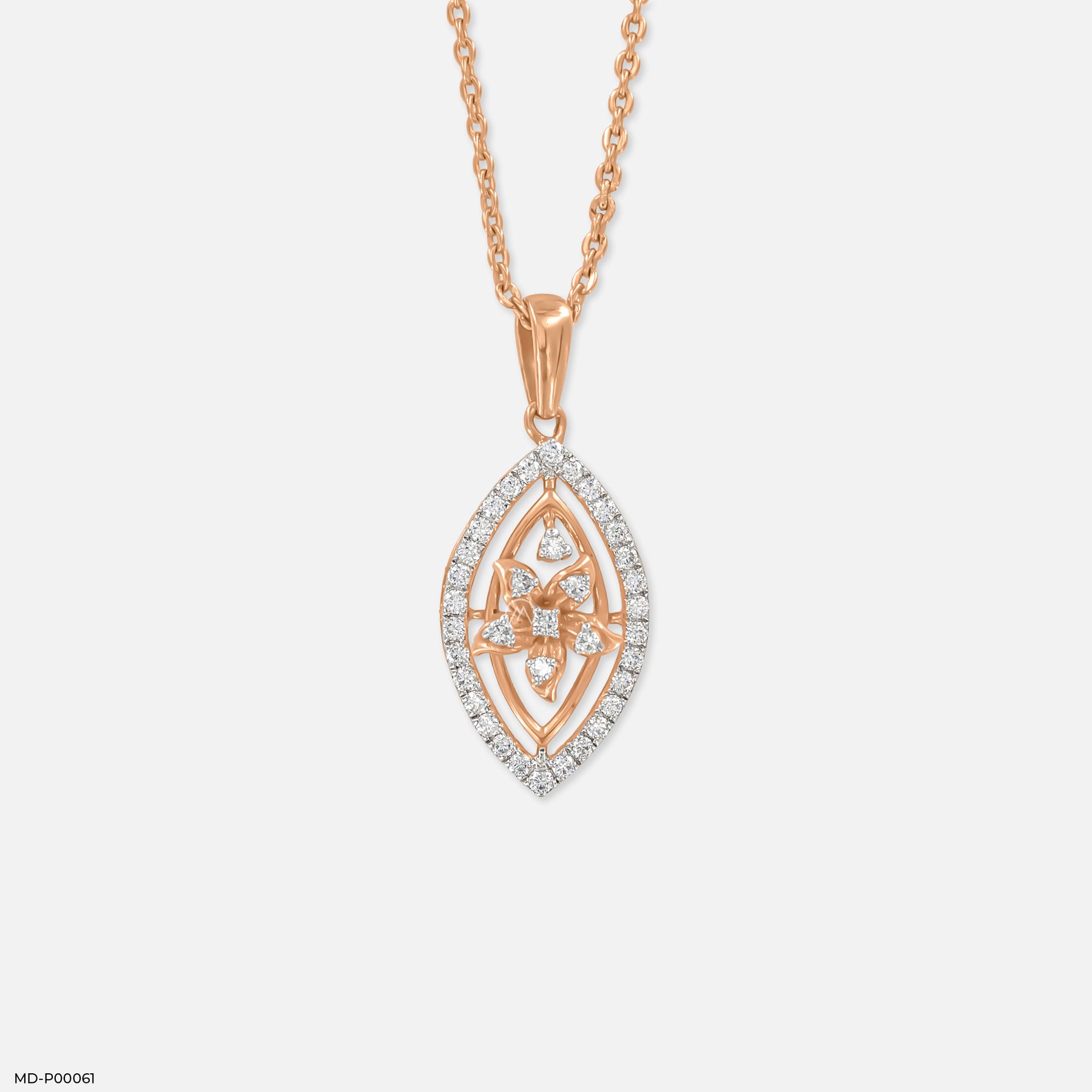 0.50 Carat Navette Glow pendant 14K White Gold