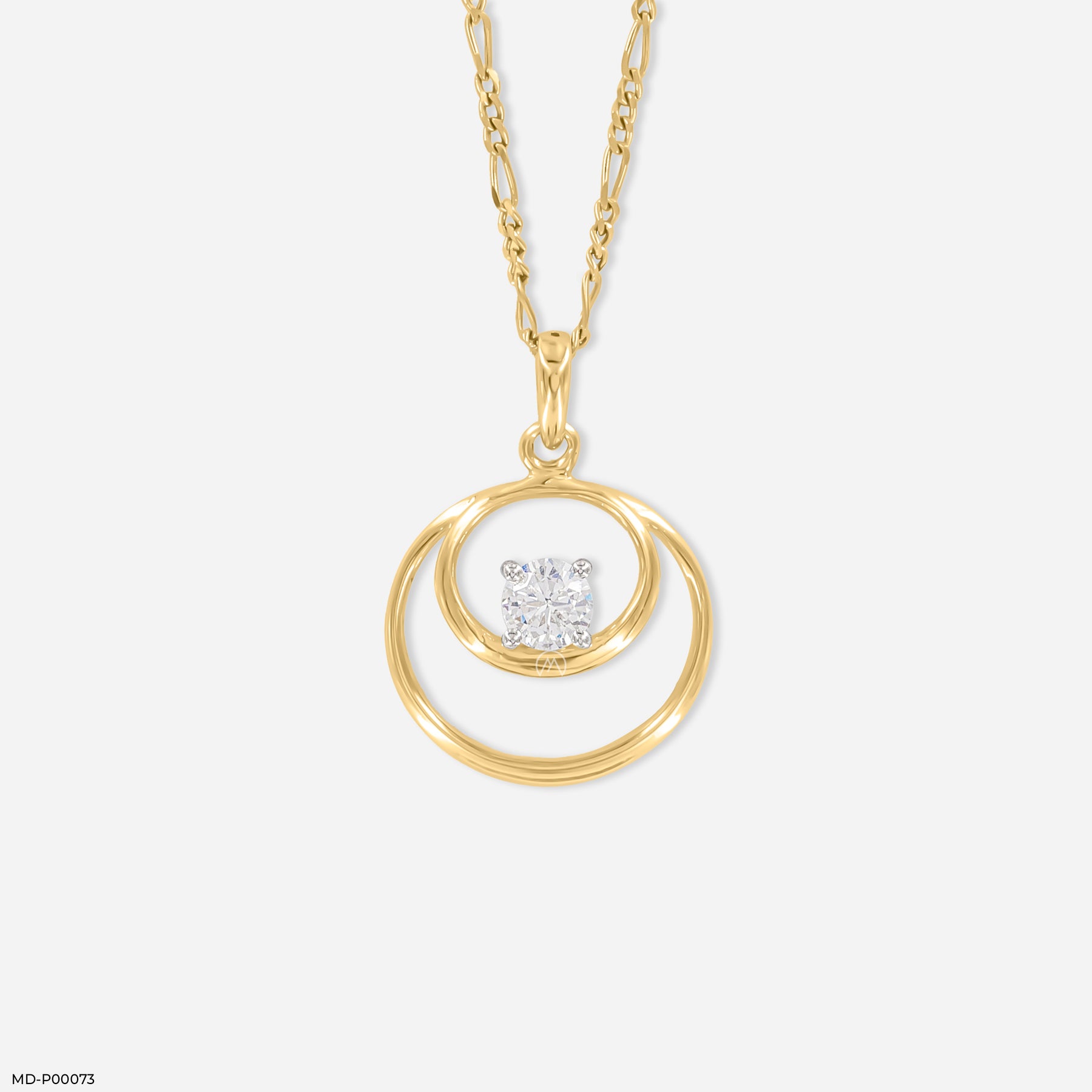 0.50 Carat Double Circle Pendant 14K Yellow Gold