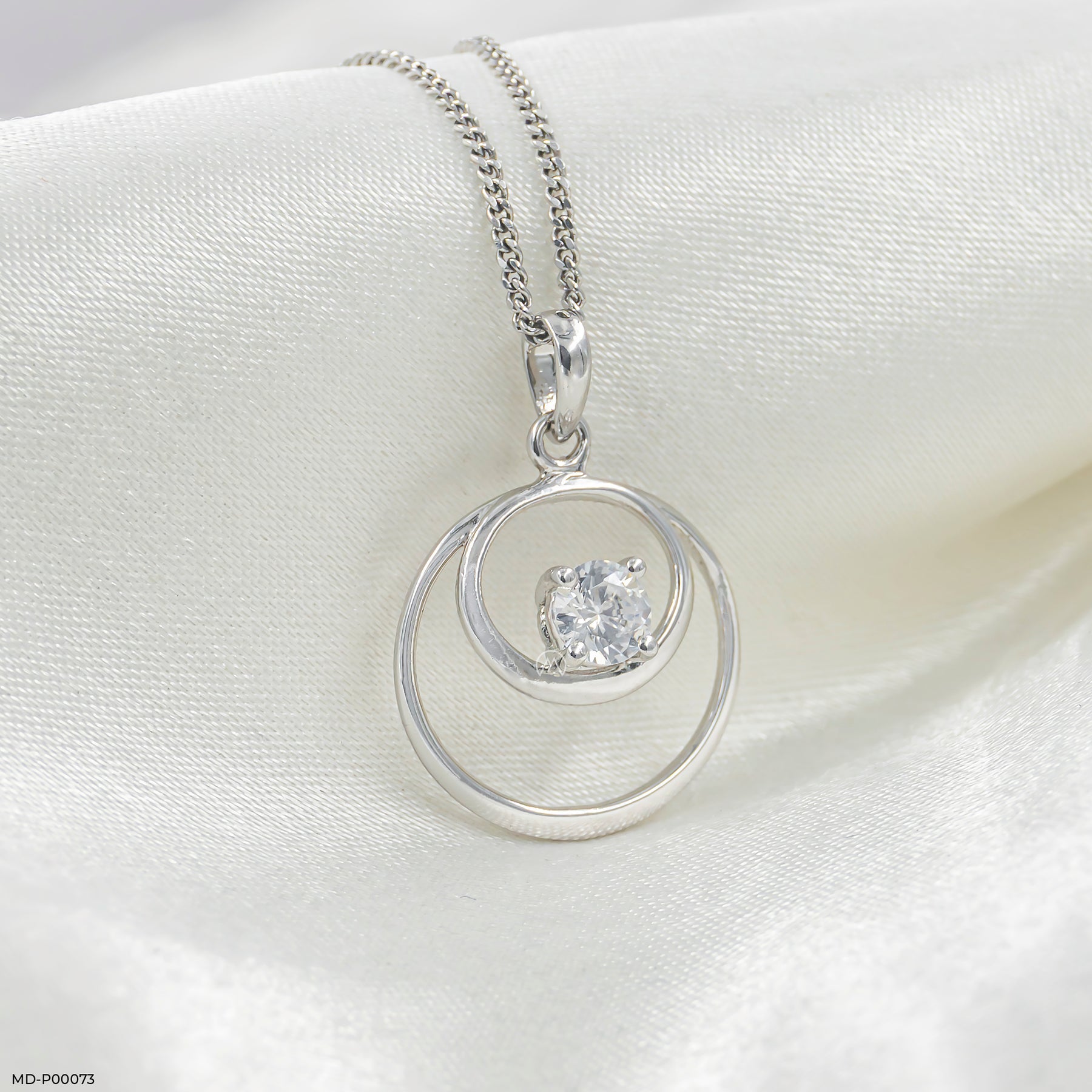 0.50 Carat Double Circle Pendant 14K Yellow Gold