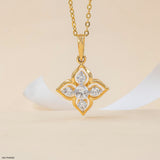 Lotus Cross Diamond Pendant 9K Yellow Gold