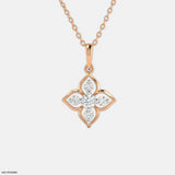 Lotus Cross Diamond Pendant 9K Yellow Gold