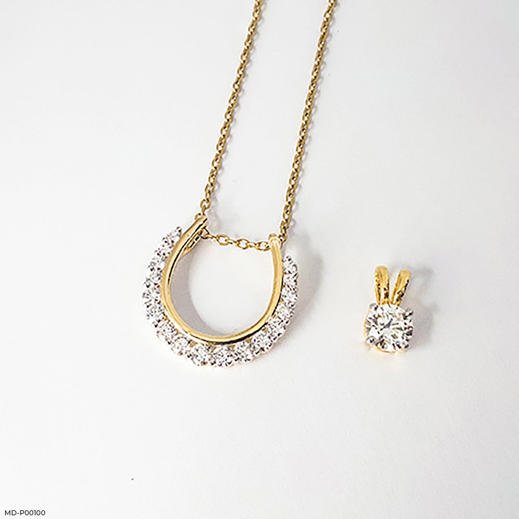 2 Carat Sparkling U Pendants 14K White Gold