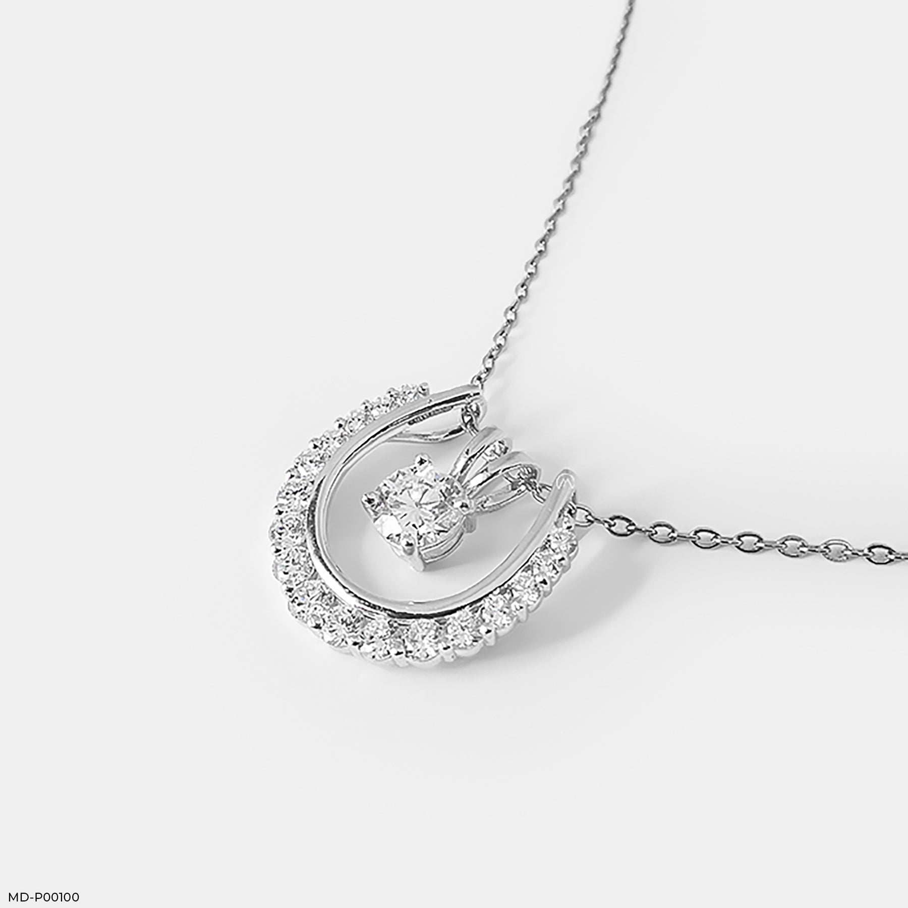 2 Carat Sparkling U Pendants 14K White Gold