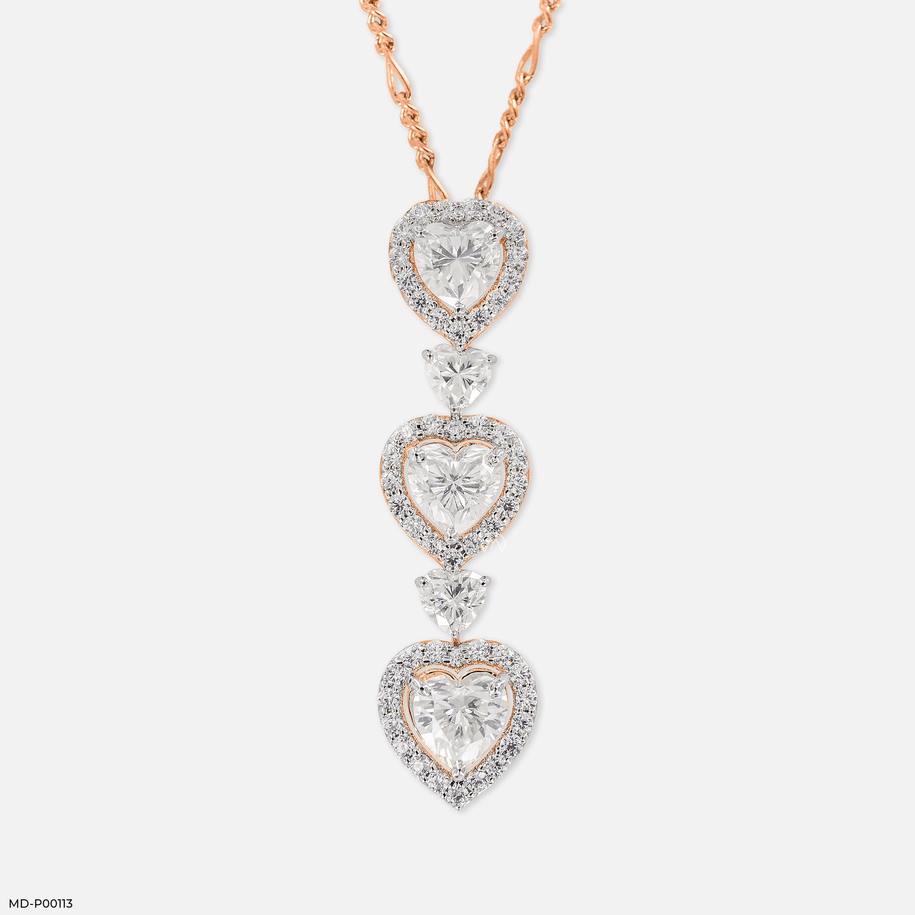 2 Carat Heart Fall Pendants 14K White Gold