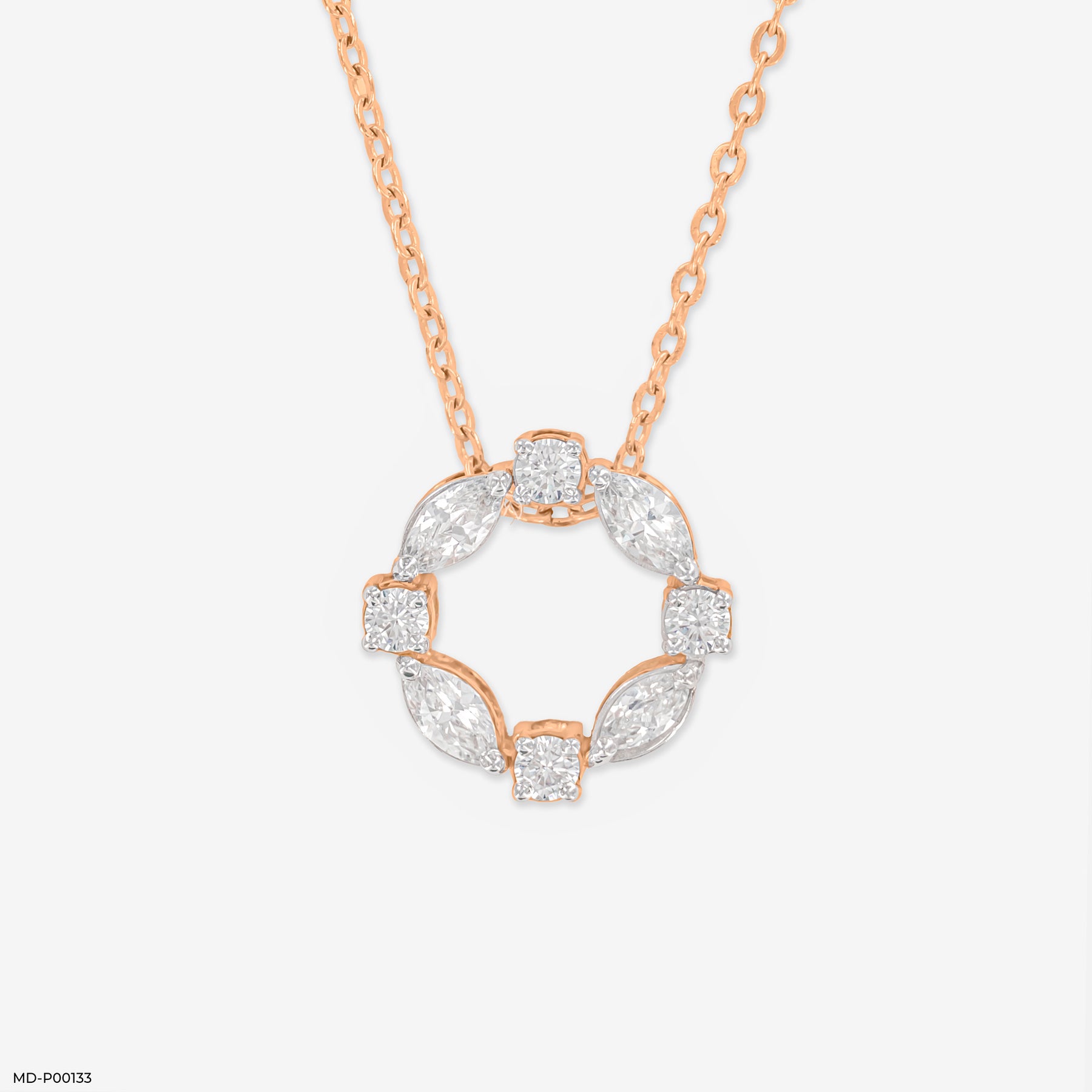 0.75 Carat Gem Circle Pendants 14K Rose Gold