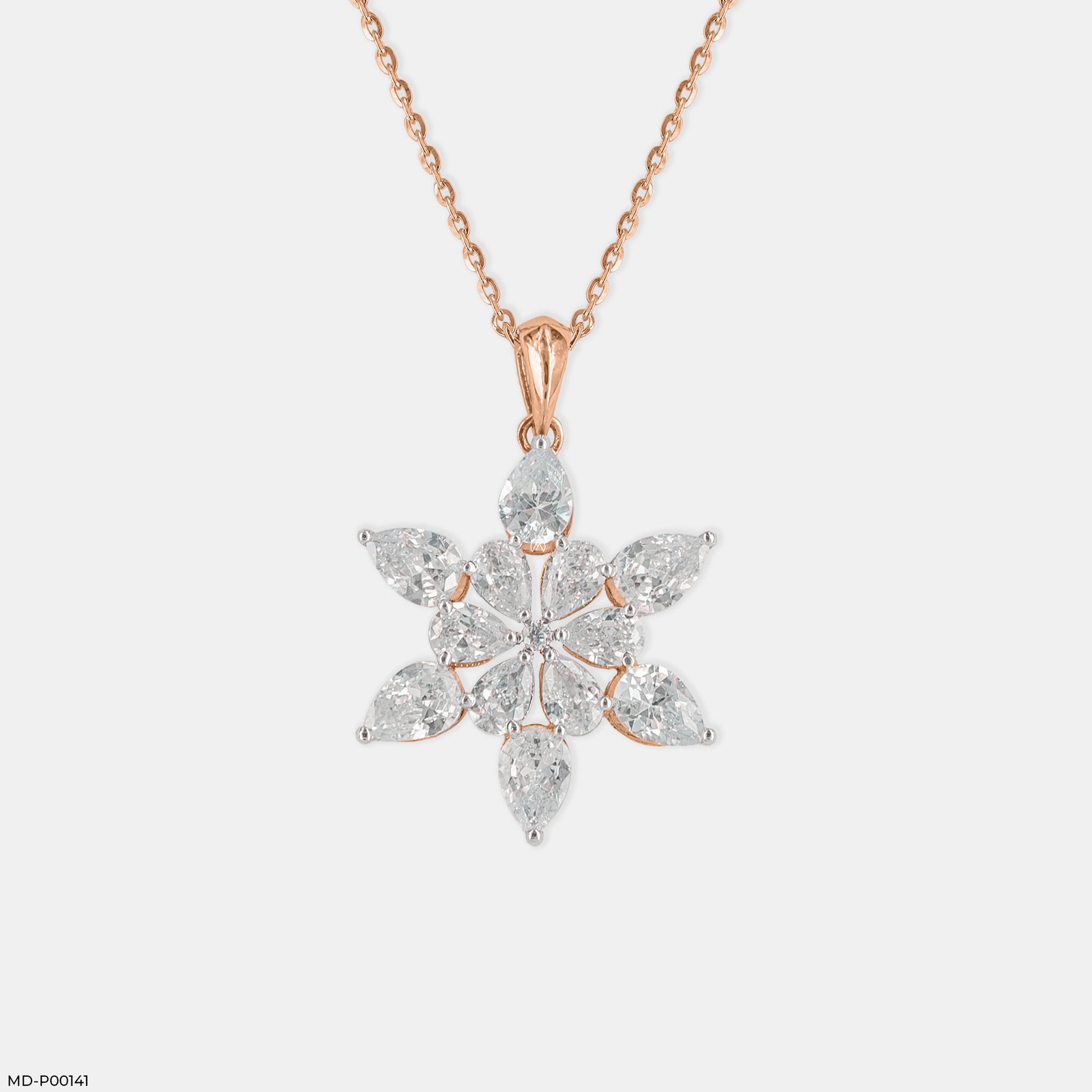 5.50 Carat Winter Bloom Pendants 14K Rose Gold