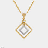0.15 Carat Square Sparkle Lab Diamond Pendant 14K Yellow Gold