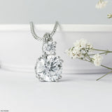 3 Carat Solitaire Amanda Pendant 14K White Gold