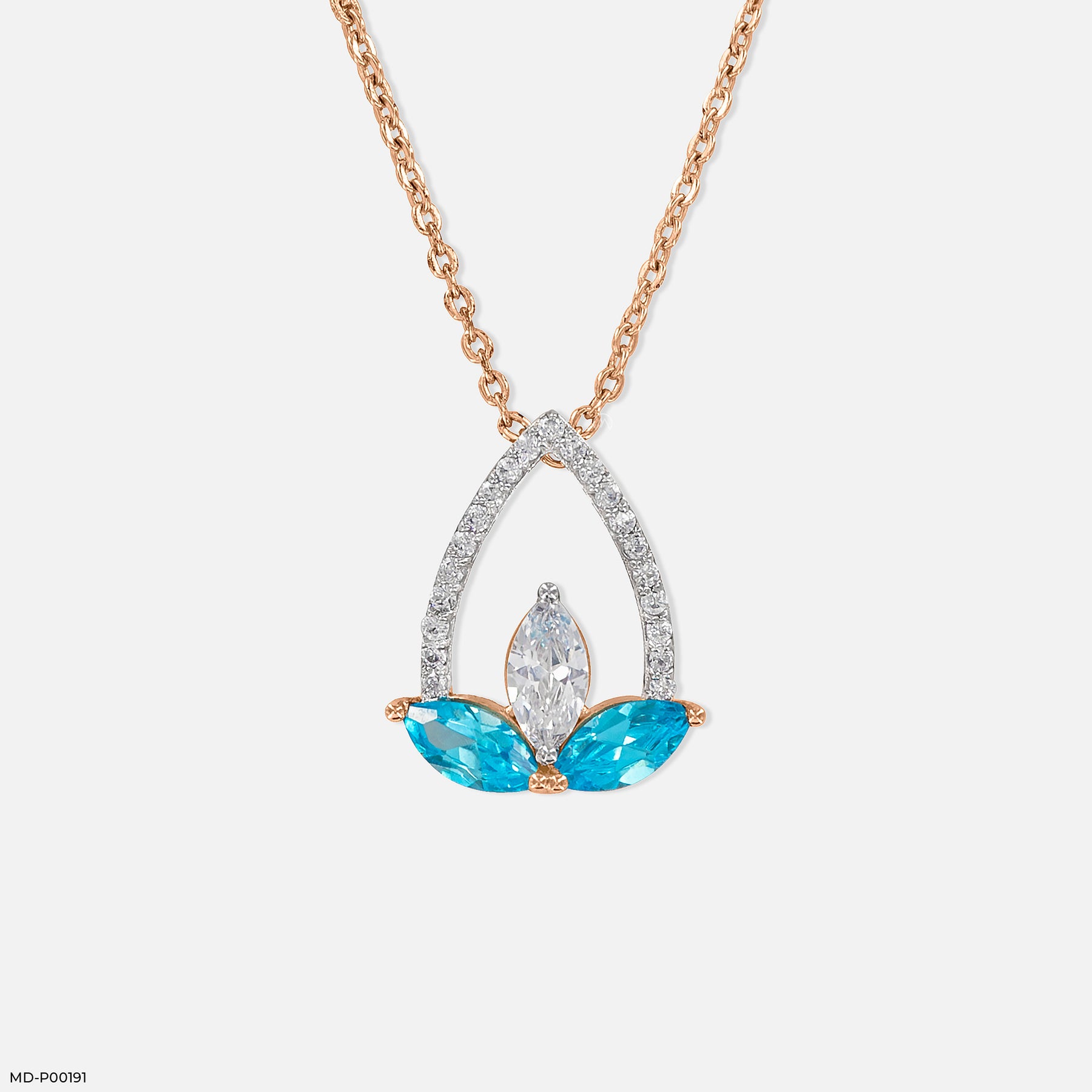 0.50 Carat Aqua Petal Pendants 14K Rose Gold