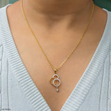 Delicate Round Diamond Pendant 9K Rose Gold