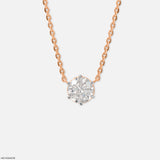 1 Carat Round Solitare Lab Diamond Necklace 14K Rose Gold