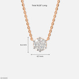 1 Carat Round Solitare Lab Diamond Necklace 14K Rose Gold