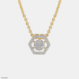 Hexagon Shaped Diamond Pendant 14K Rose Gold