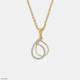 0.30 Carat Modern Teardrop Interlock Lab Diamond Pendant 14K Yellow Gold