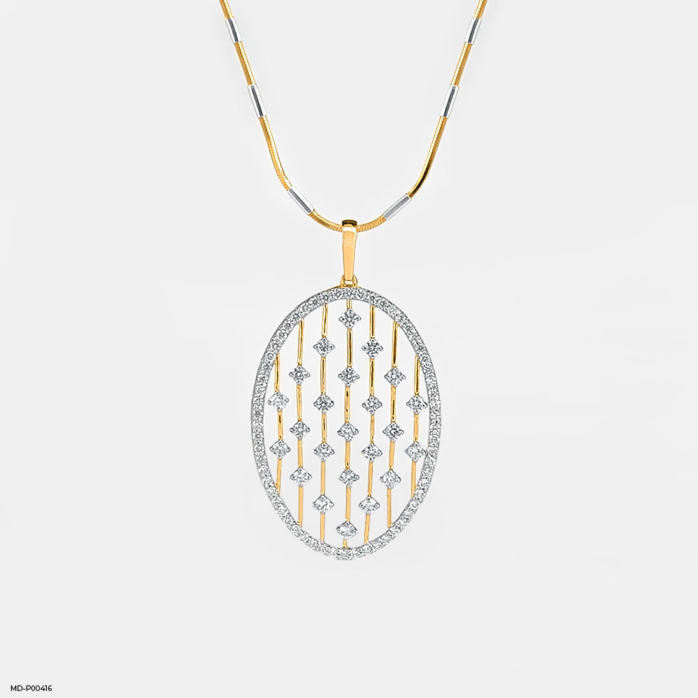 Subtle Contour Diamond Pendant 14K Yellow Gold