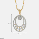 1.65 Carat Oval Designer Diamond Pendant 14K Yellow Gold