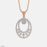 1.5 Carat Oval Designer Lab Diamond Pendant 14K Yellow Gold