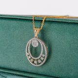 1.5 Carat Oval Designer Lab Diamond Pendant 14K Yellow Gold