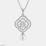 1.5 Carat Gleaming Pearl Lab Diamond Pendant 14K Rose Gold