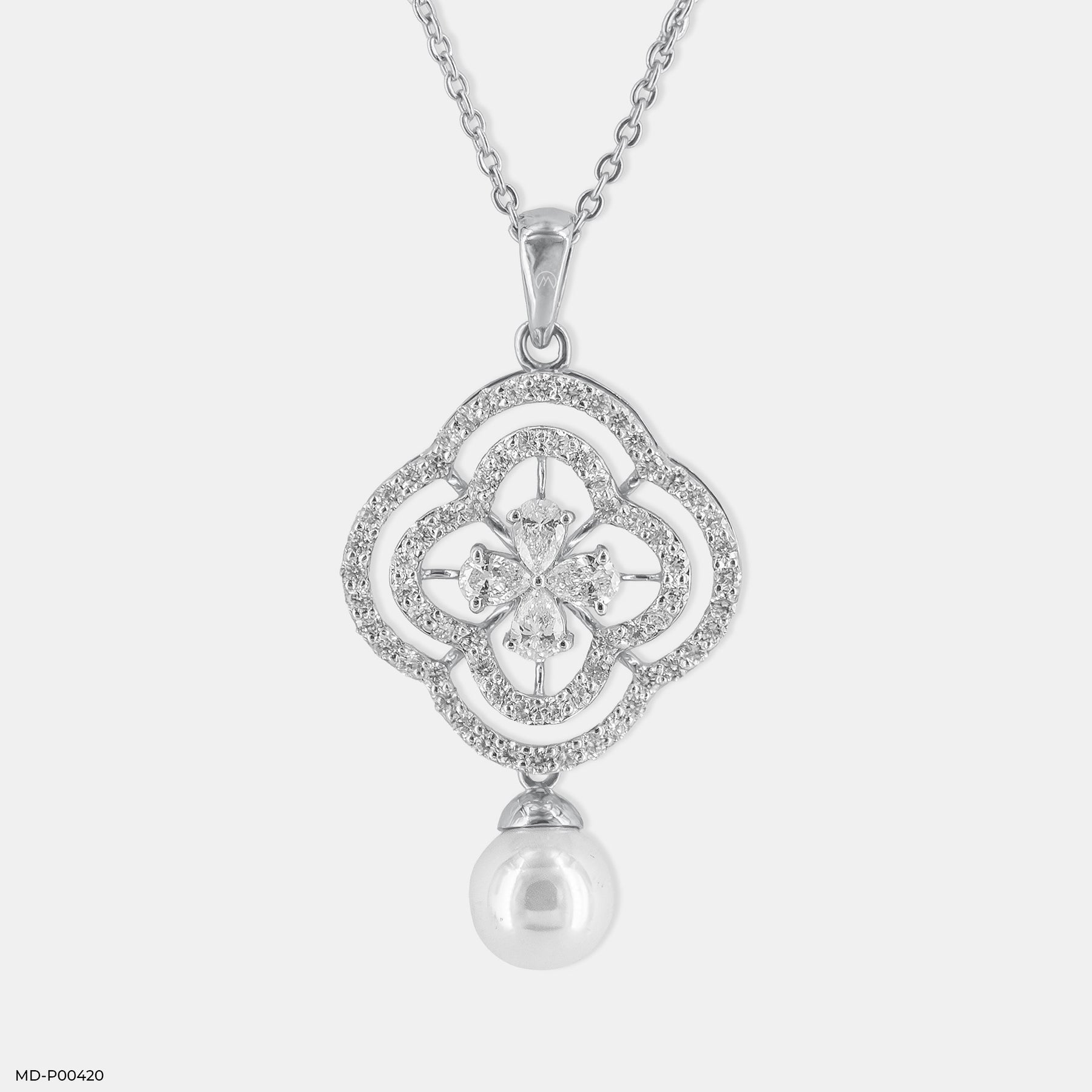 1.5 Carat Gleaming Pearl Lab Diamond Pendant 14K Rose Gold