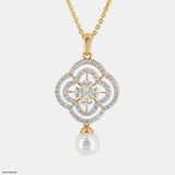 1.5 Carat Gleaming Pearl Lab Diamond Pendant 14K Rose Gold