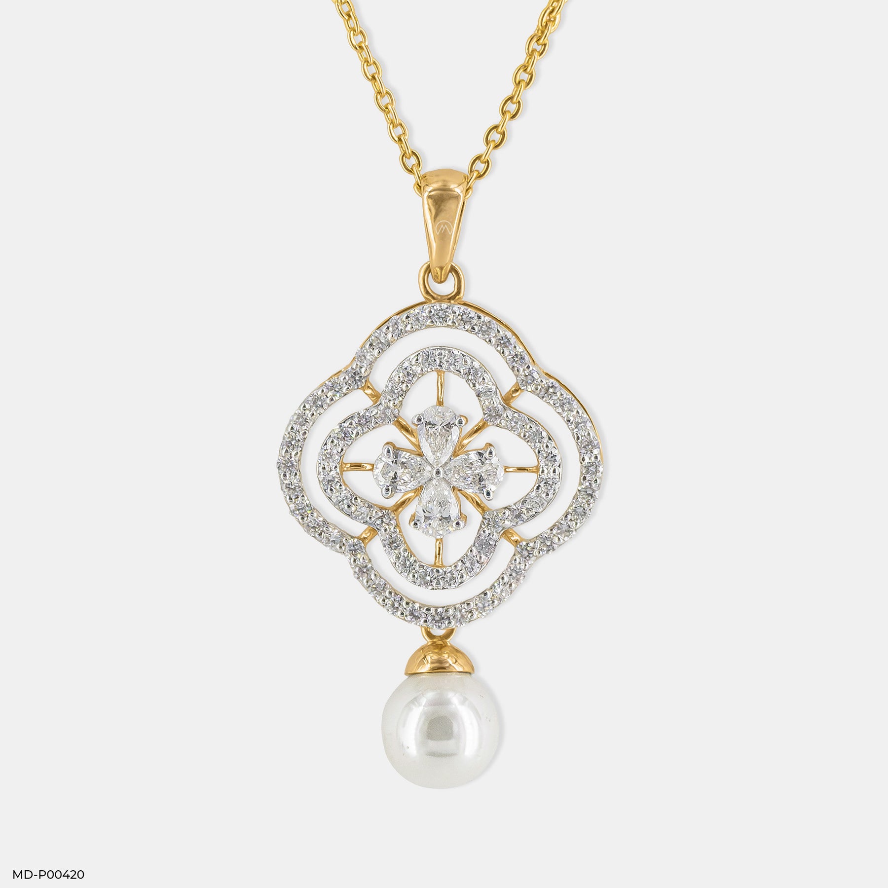 1.5 Carat Gleaming Pearl Lab Diamond Pendant 14K Rose Gold