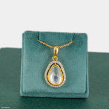 0.5 Carat Serenity Polki Lab Diamond Tear Drop Pendant 18K Yellow Gold