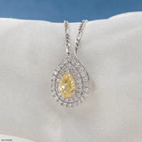 1.5 Carat Radiant Teardrop Halo Lab Diamond Pendant 14K Yellow Gold